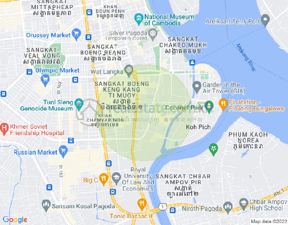 トンレバサック, チャムカモン, プノンペンの地図