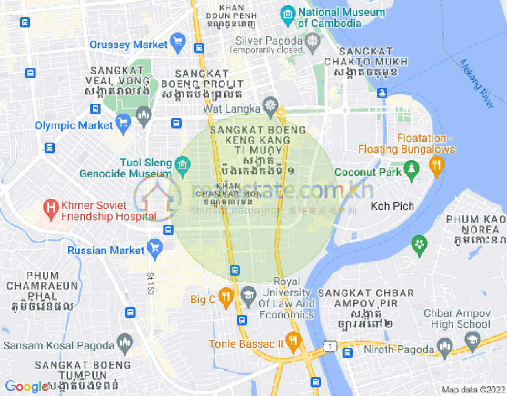 万景岗1分区（BKK1), 波哥堪, 金边地图