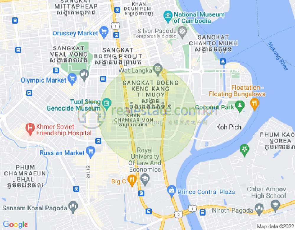 Carte de BKK 1, Boeng Keng Kang, Phnom Penh