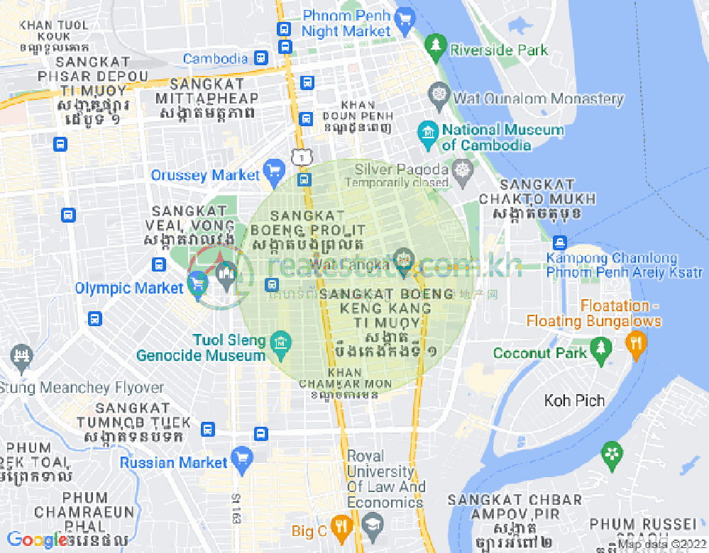 Carte de BKK 1, Boeng Keng Kang, Phnom Penh