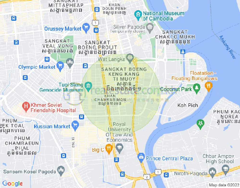 Carte de BKK 1, Boeng Keng Kang, Phnom Penh
