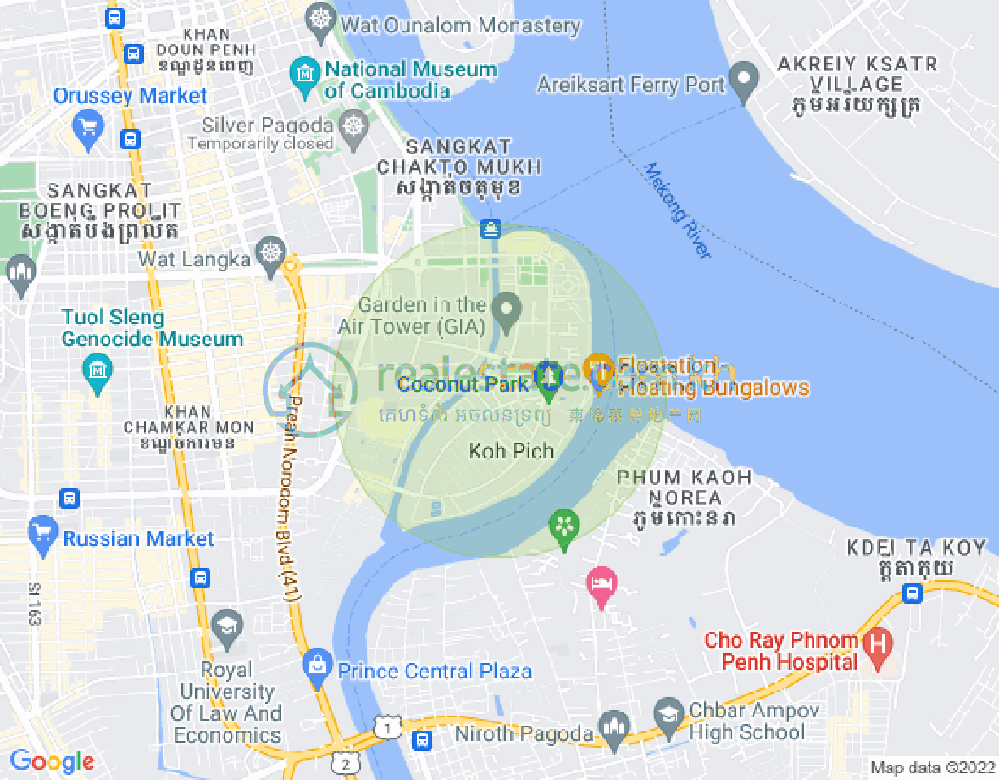 トンレバサック, チャムカモン, プノンペンの地図
