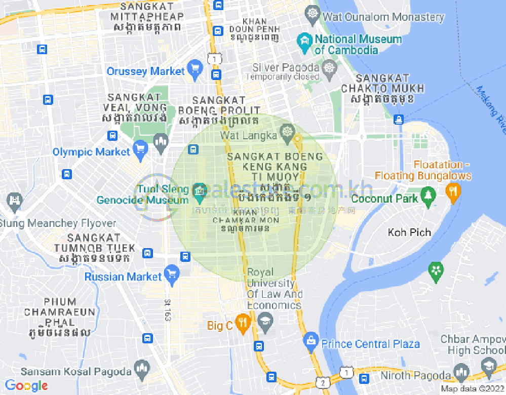Map of BKK 1, Boeng Keng Kang, Phnom Penh