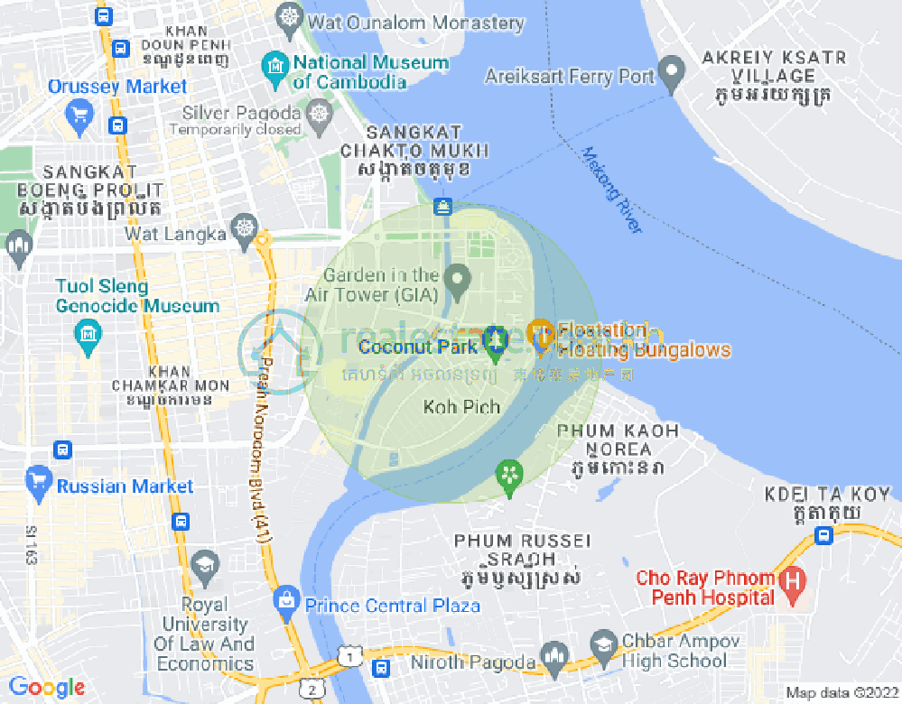 トンレバサック, チャムカモン, プノンペンの地図