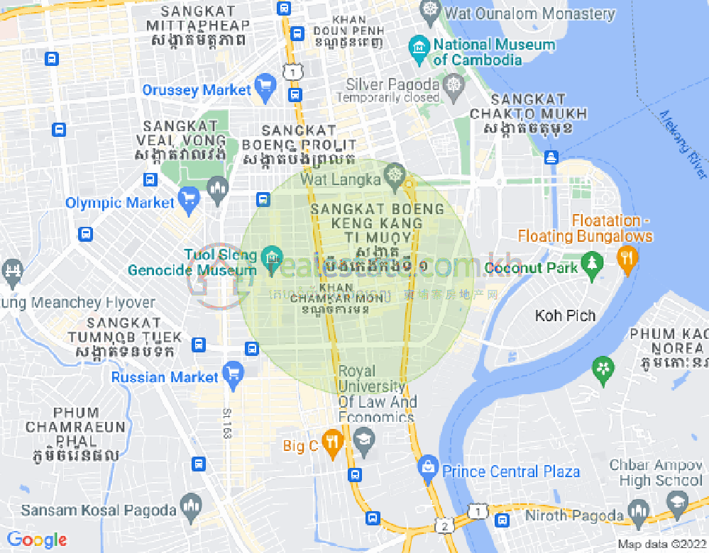 Carte de BKK 1, Boeng Keng Kang, Phnom Penh