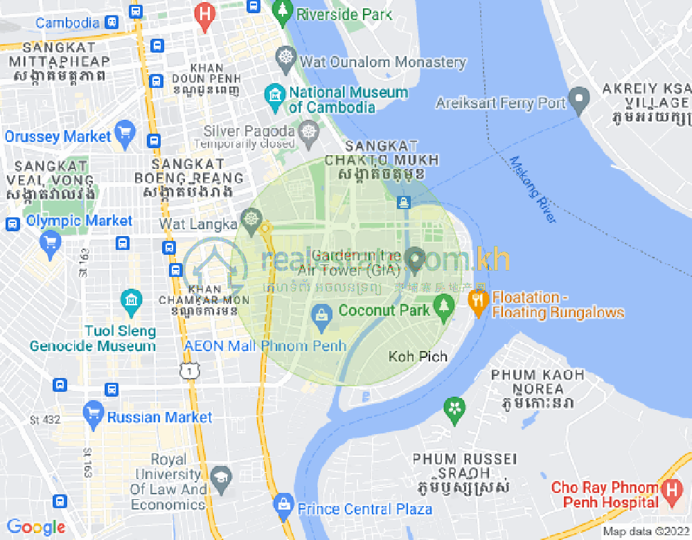 トンレバサック, チャムカモン, プノンペンの地図