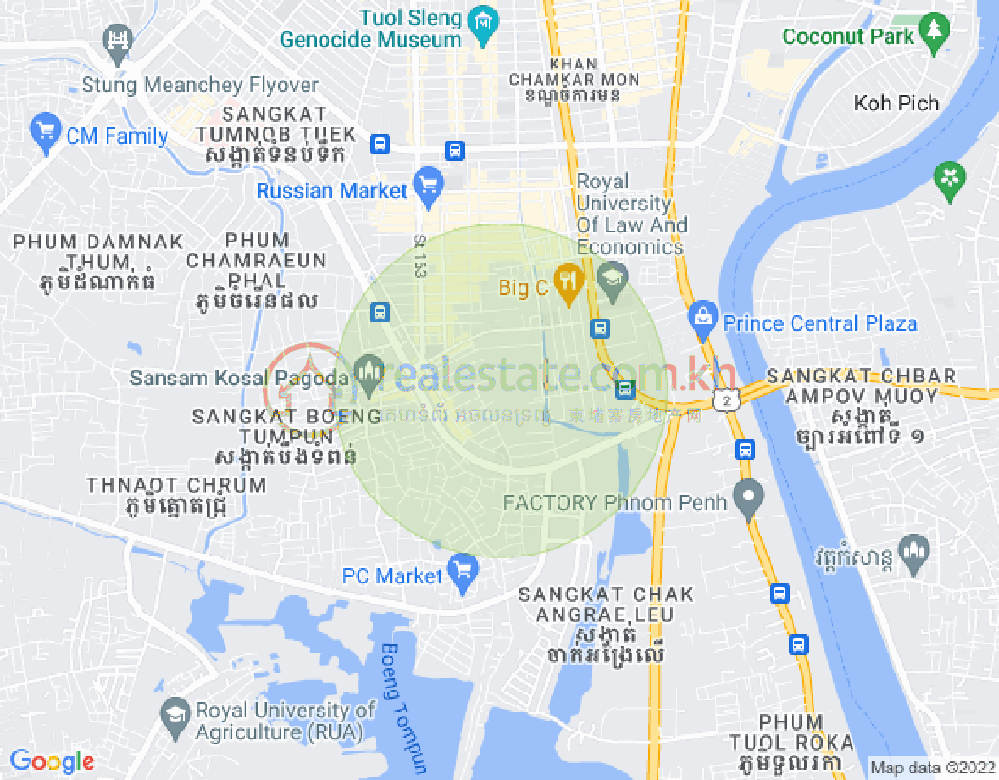 Map of Toul Tum Poung 1, Chamkarmon, Phnom Penh