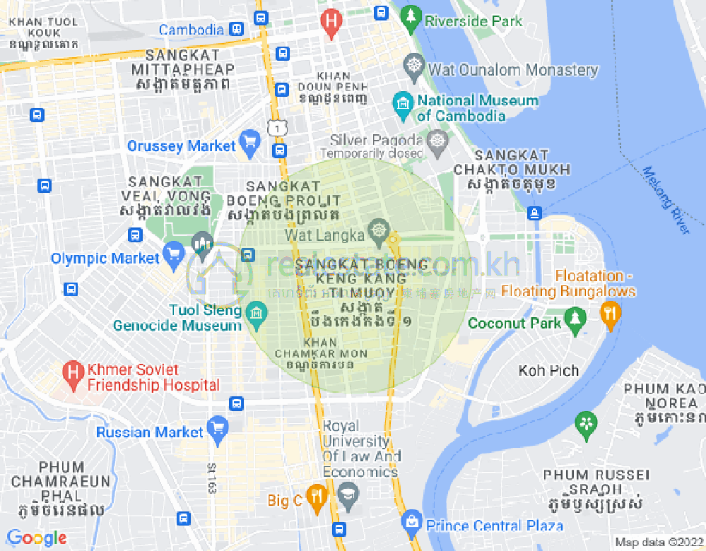 Carte de BKK 1, Boeng Keng Kang, Phnom Penh