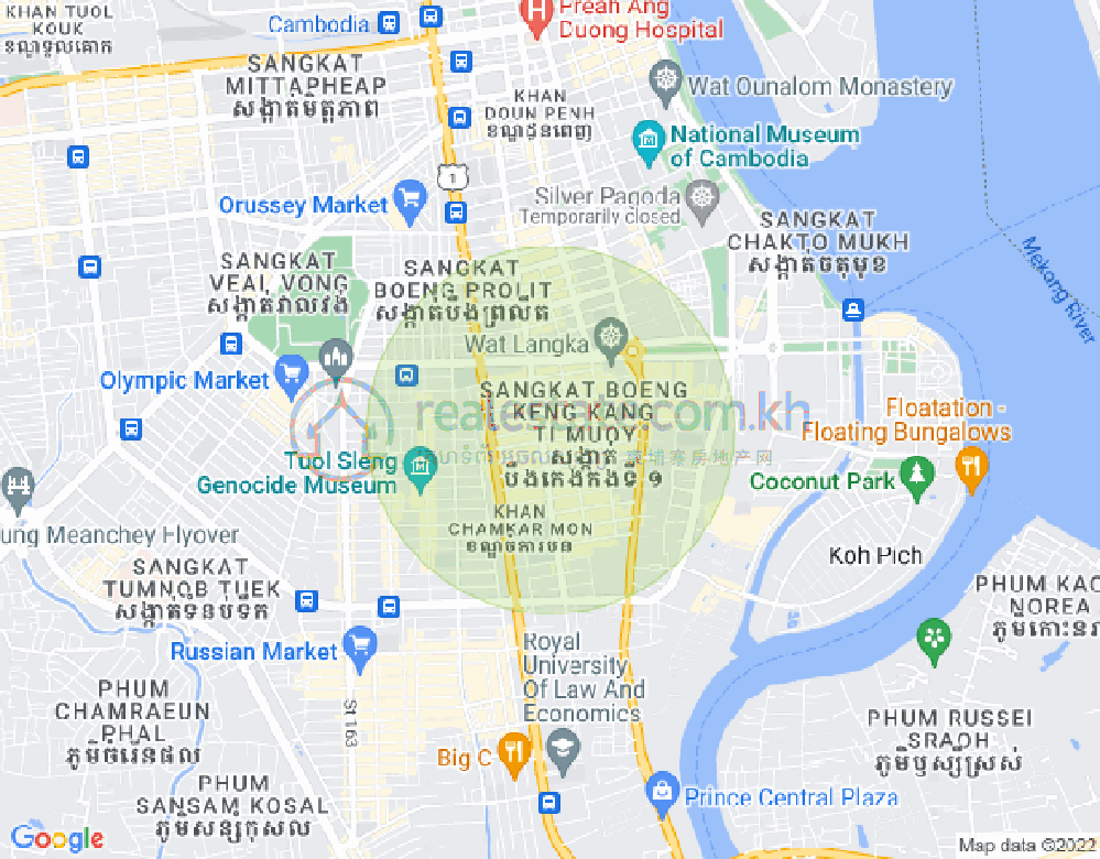 万景岗1分区（BKK1), 波哥堪, 金边地图