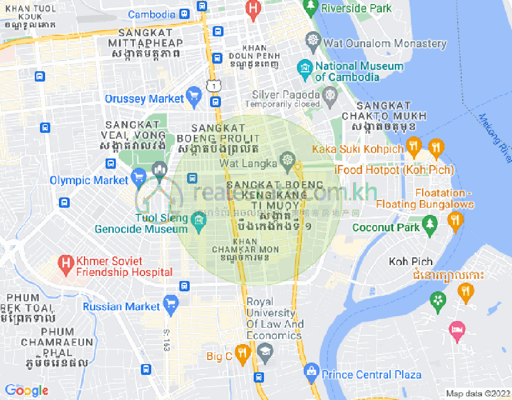 Map of BKK 1, Boeng Keng Kang, Phnom Penh