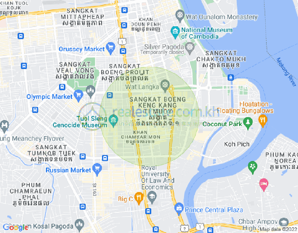 Map of BKK 1, Boeng Keng Kang, Phnom Penh