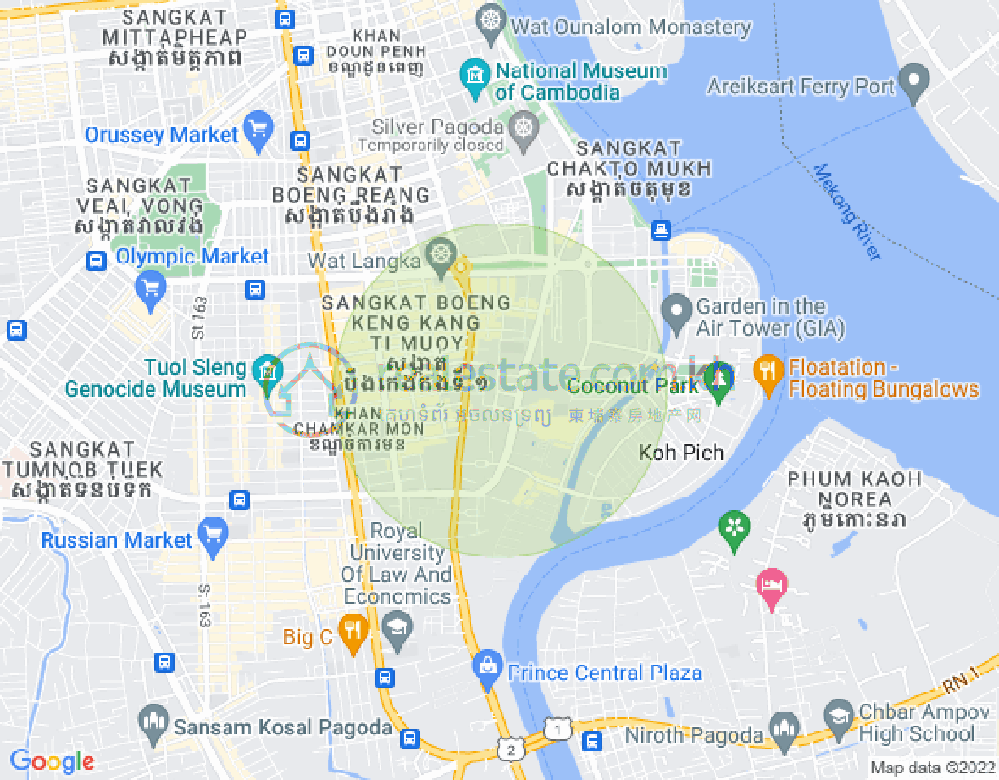 Carte de Tonle Bassac, Chamkarmon, Phnom Penh