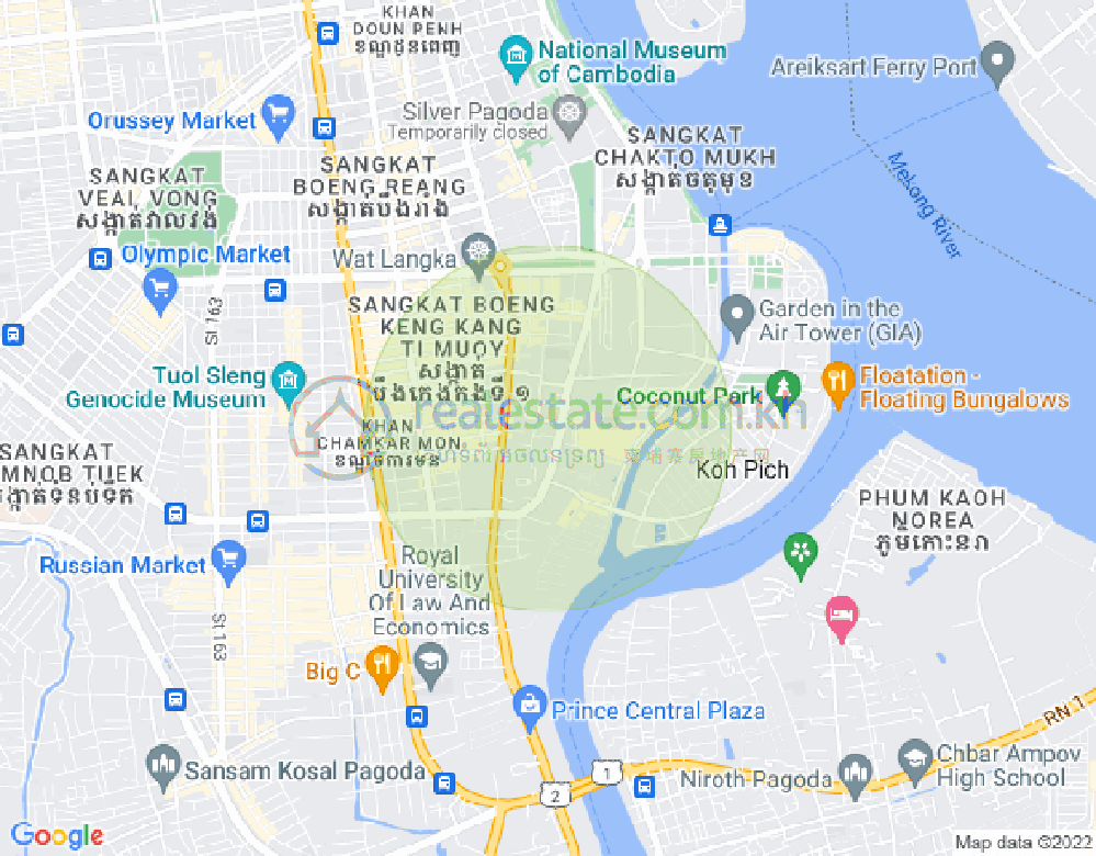 トンレバサック, チャムカモン, プノンペンの地図