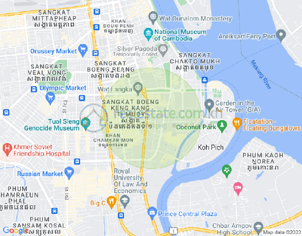 Карта Тонле Бассак, Чамкармон, Пномпень