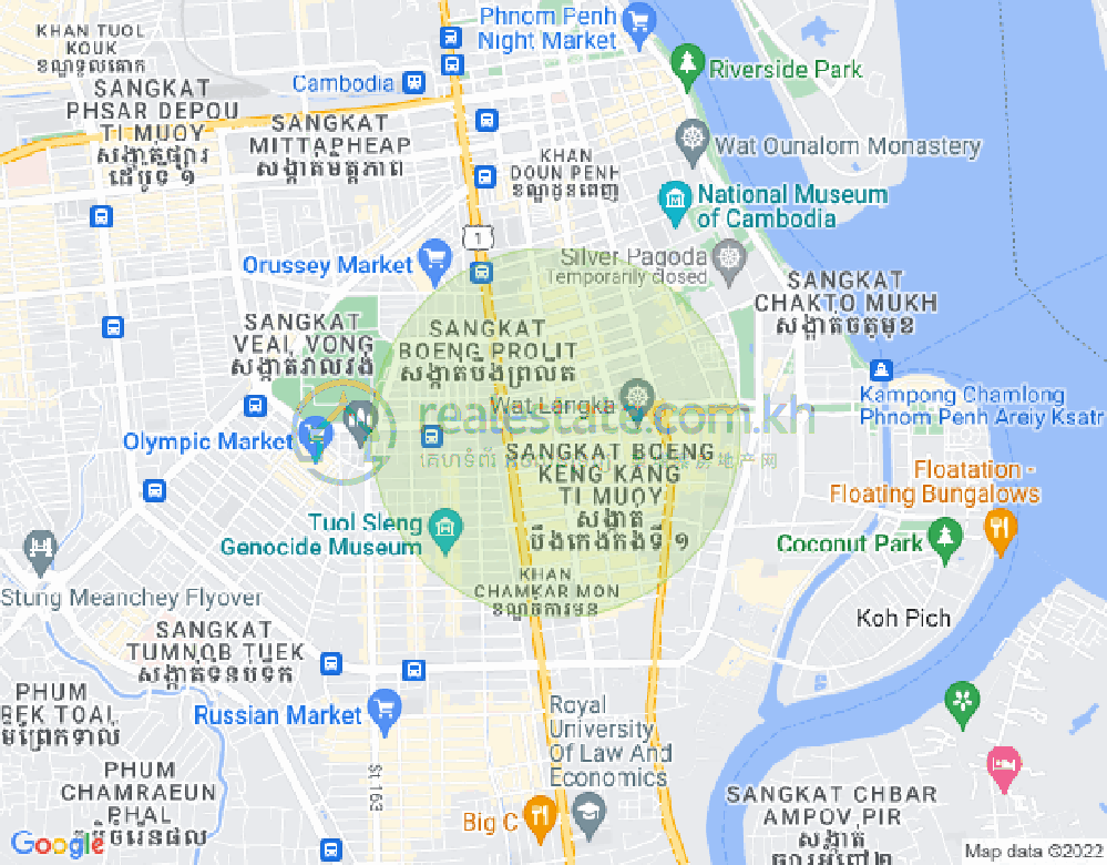 Carte de BKK 1, Boeng Keng Kang, Phnom Penh