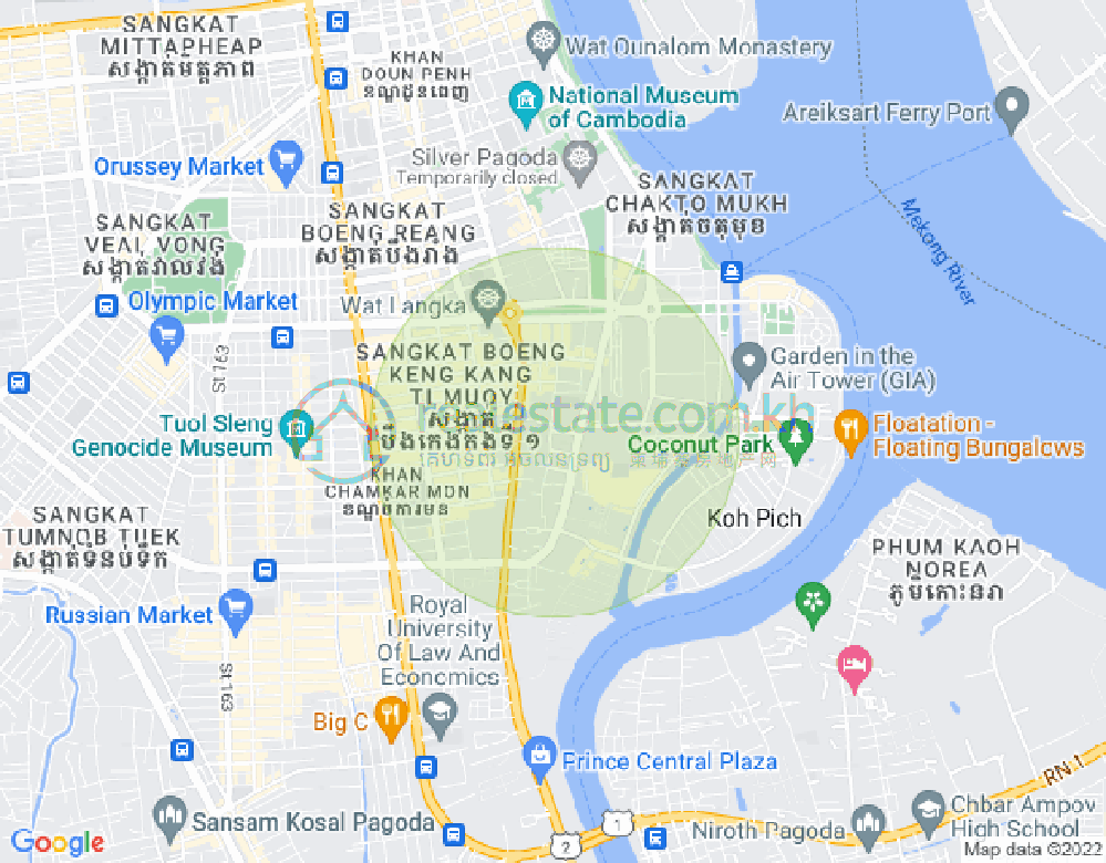 トンレバサック, チャムカモン, プノンペンの地図