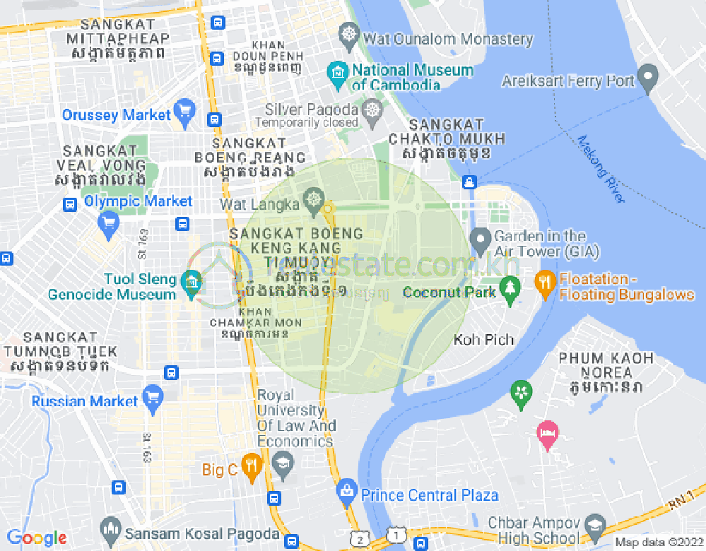 トンレバサック, チャムカモン, プノンペンの地図