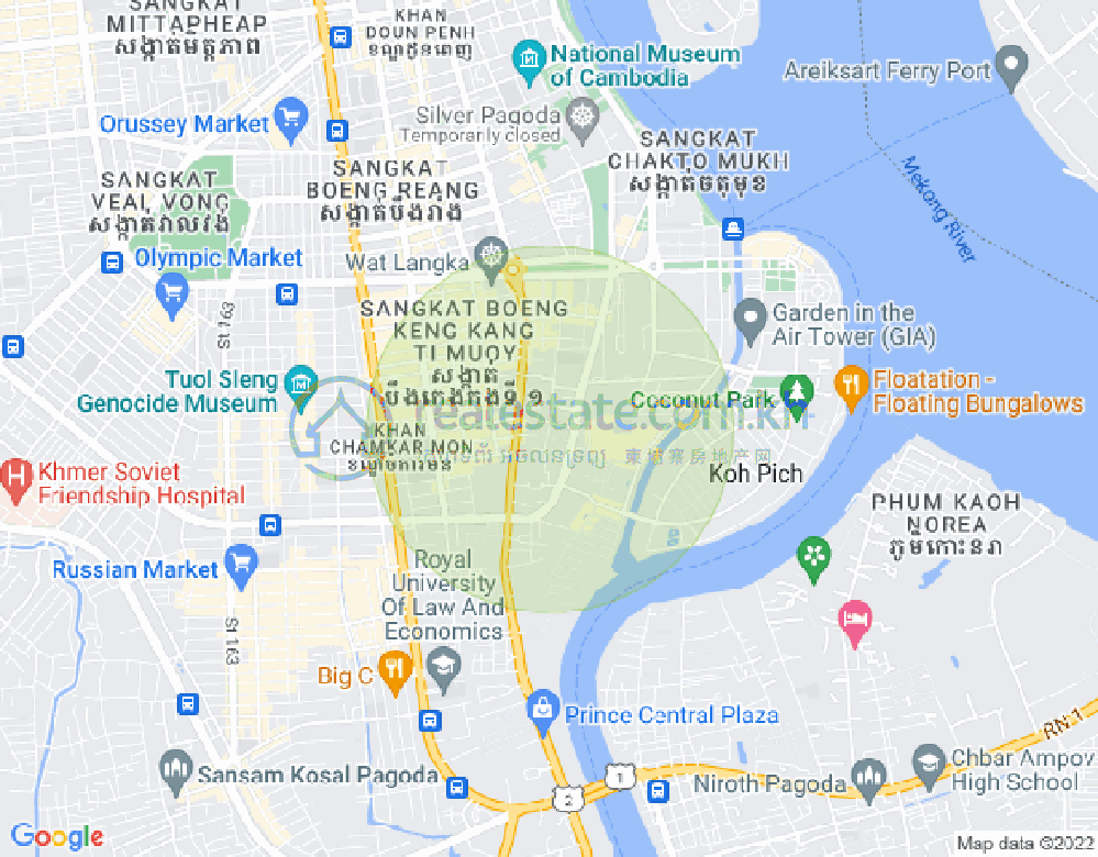 トンレバサック, チャムカモン, プノンペンの地図