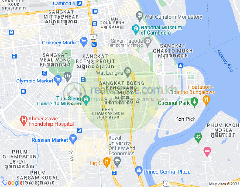 Map of BKK 1, Boeng Keng Kang, Phnom Penh