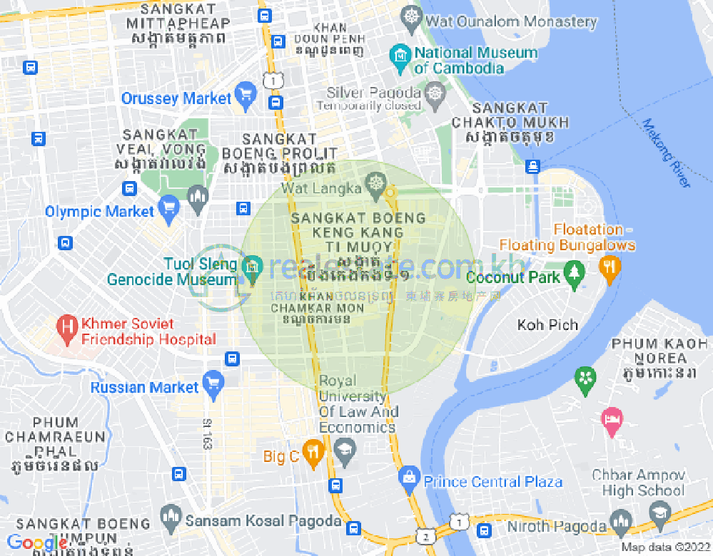 Carte de BKK 1, Boeng Keng Kang, Phnom Penh