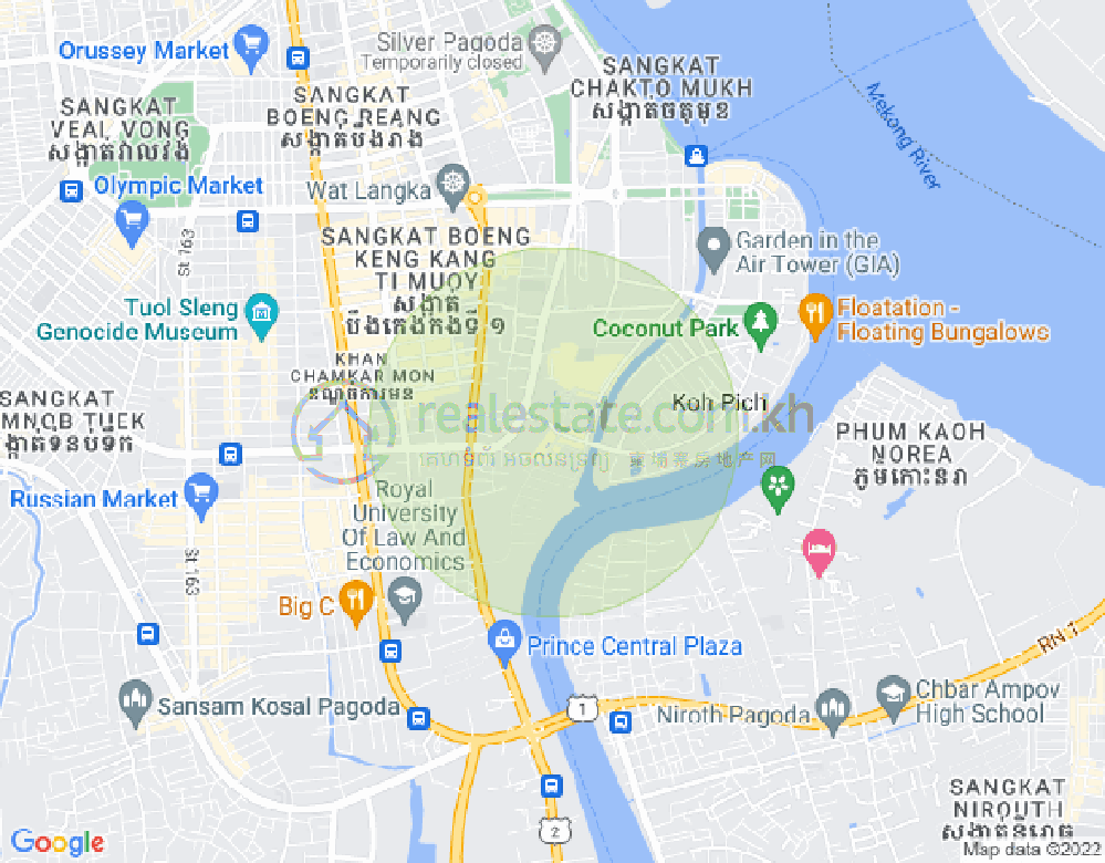 トンレバサック, チャムカモン, プノンペンの地図
