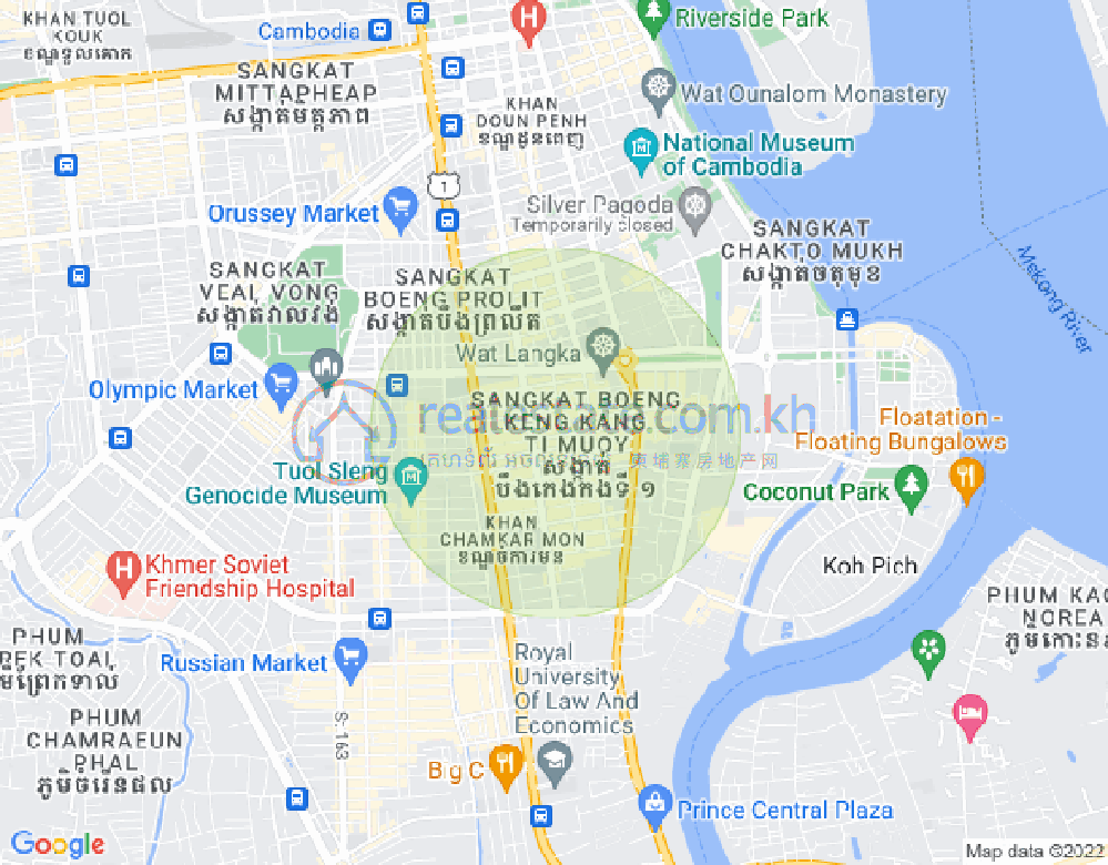 Carte de BKK 1, Boeng Keng Kang, Phnom Penh