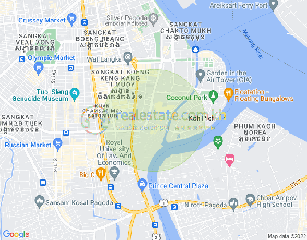 トンレバサック, チャムカモン, プノンペンの地図