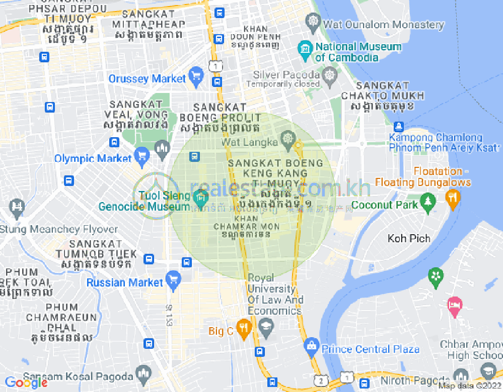 Map of BKK 1, Boeng Keng Kang, Phnom Penh