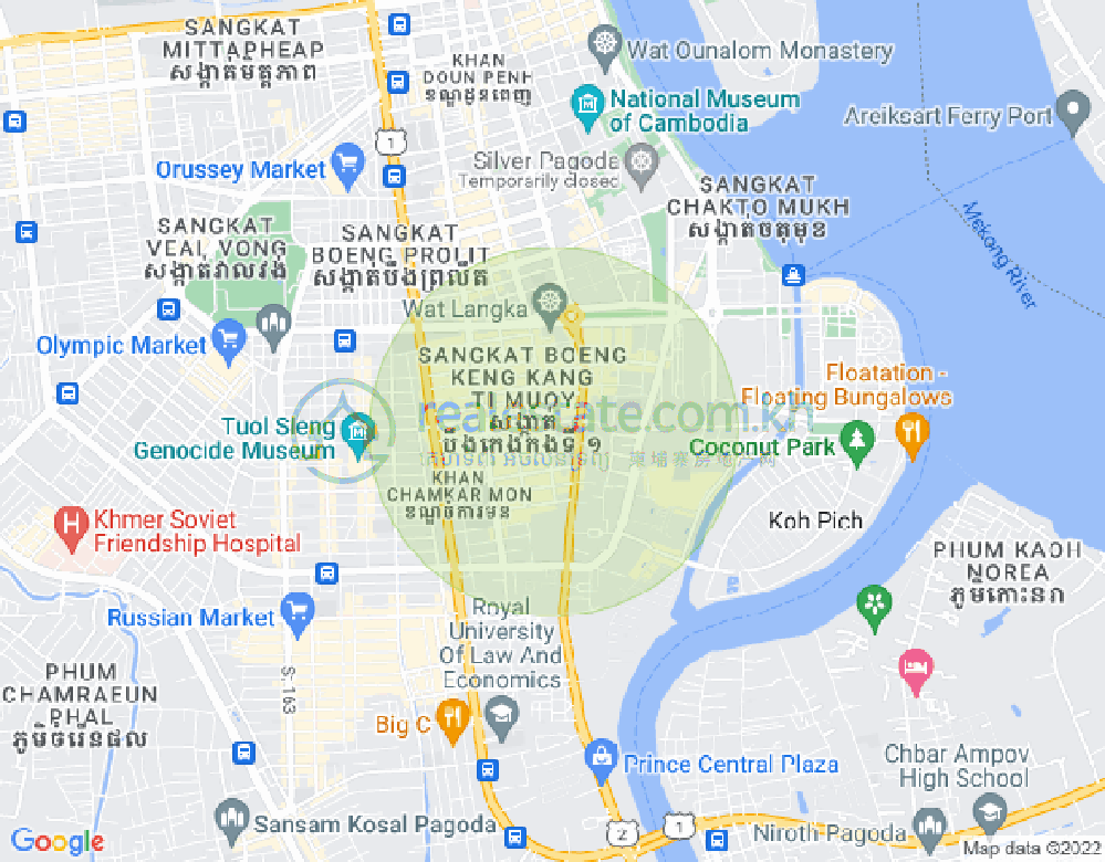 万景岗1分区（BKK1), 波哥堪, 金边地图