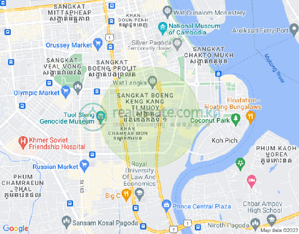 万景岗1分区（BKK1), 波哥堪, 金边地图