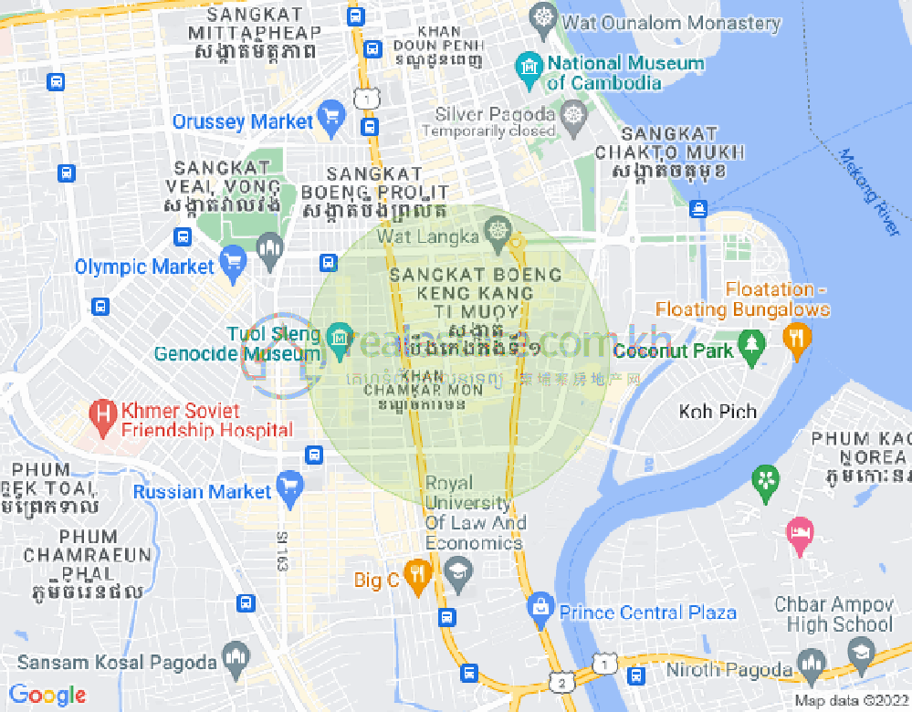Carte de BKK 1, Boeng Keng Kang, Phnom Penh