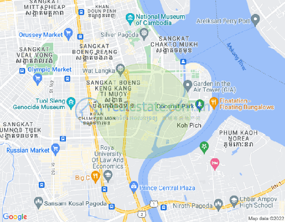 Carte de Tonle Bassac, Chamkarmon, Phnom Penh