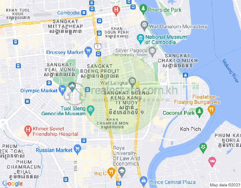Carte de BKK 1, Boeng Keng Kang, Phnom Penh