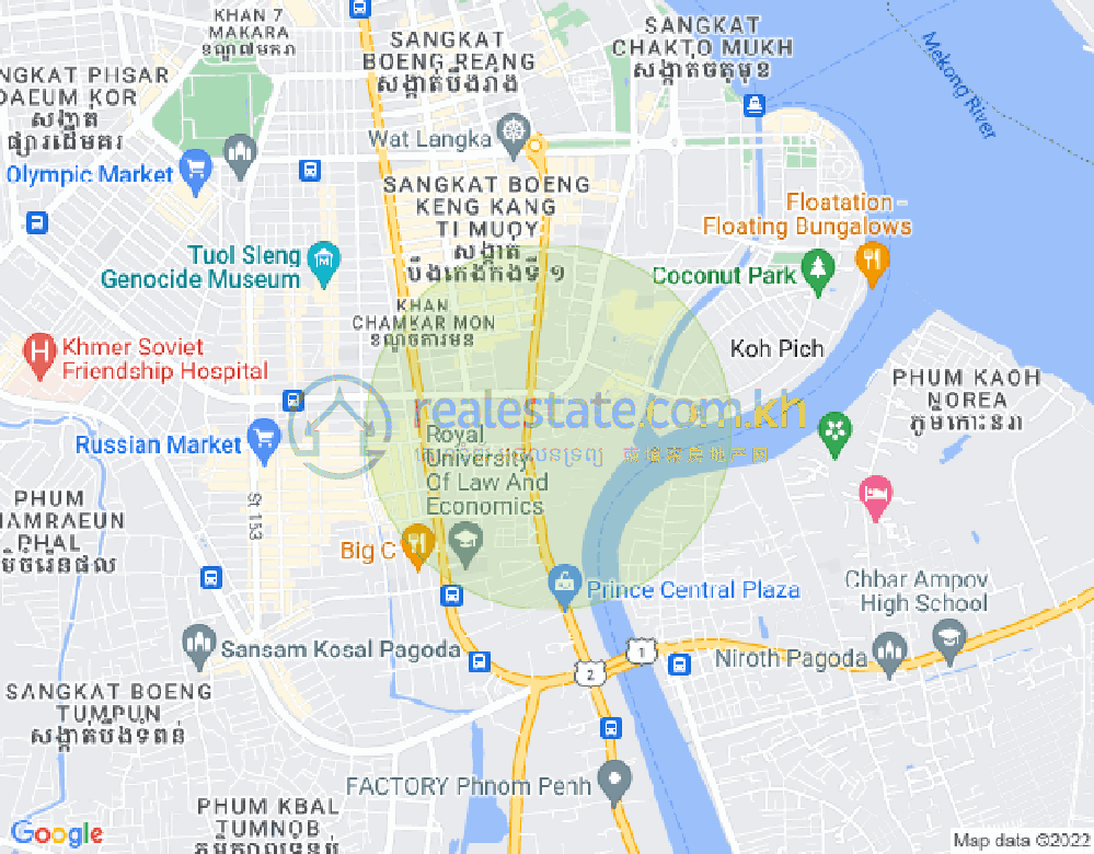 トンレバサック, チャムカモン, プノンペンの地図