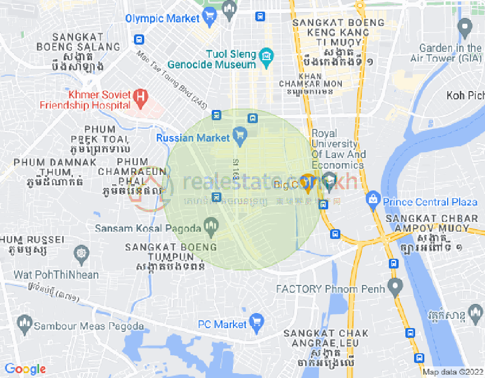 Map of Toul Tum Poung 1, Chamkarmon, Phnom Penh