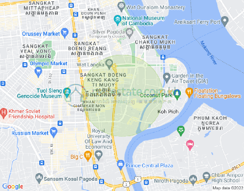 ផែនទី ផ្សារដើមថ្កូវ, ចំការមន, ភ្នំពេញ