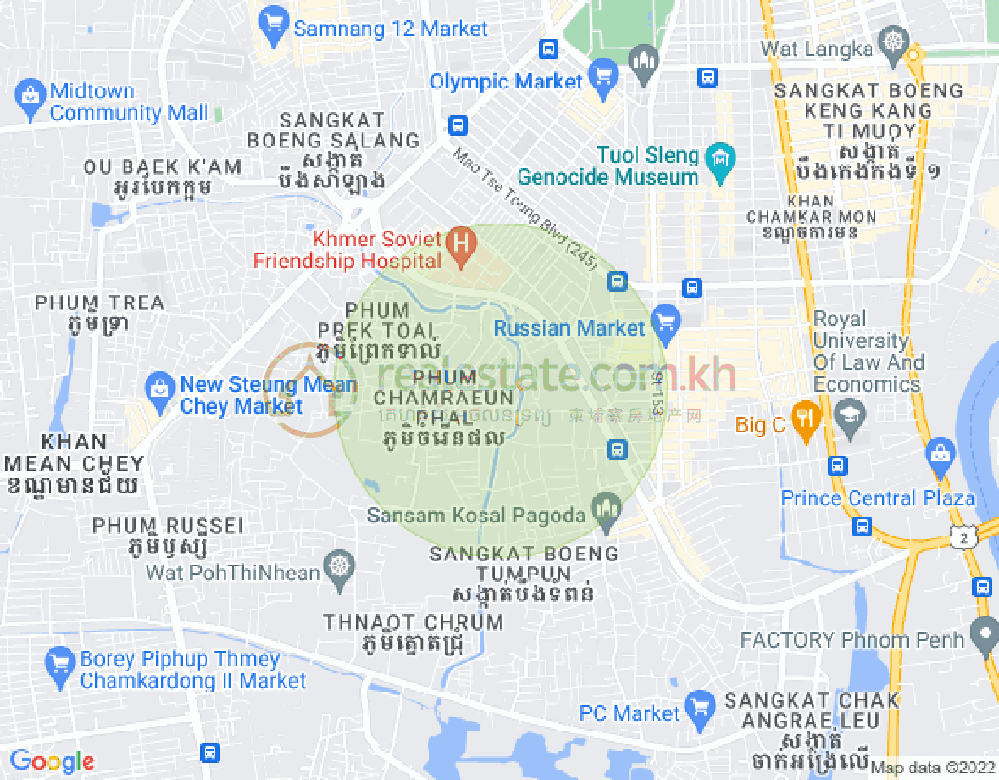 Boeung Tumpun分区, 棉芷区, 金边地图