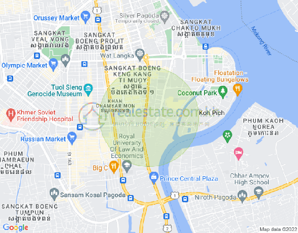 Carte de Tonle Bassac, Chamkarmon, Phnom Penh