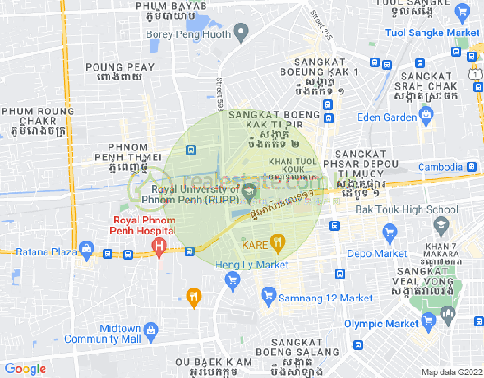 Mapa: Tuek Thla, Sen Sok, Phnom Penh