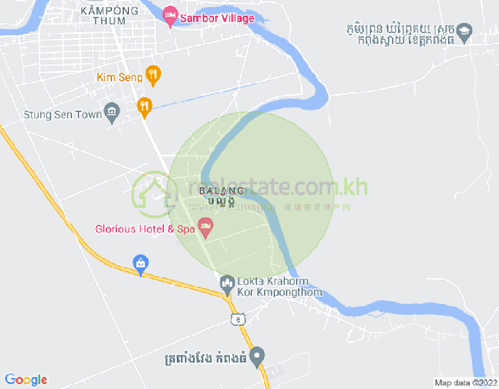 Mapa: Damrei Choan Khla, Stueng Saen, Kampong Thom