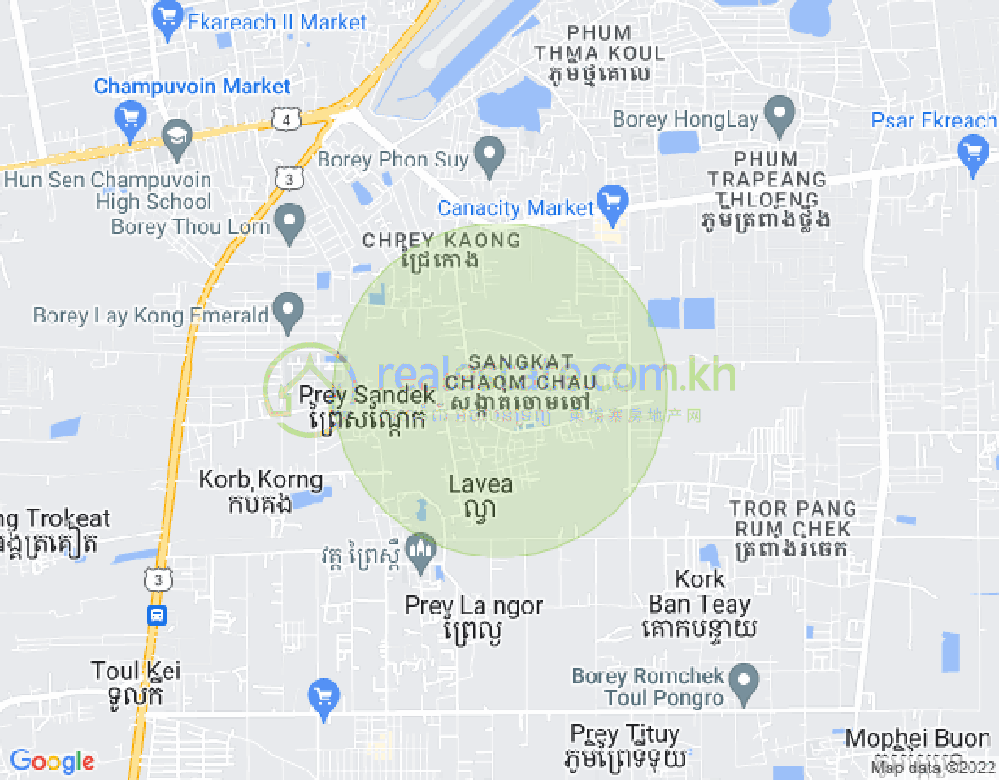 Mapa: Chaom Chau, Por Sen Chey, Phnom Penh