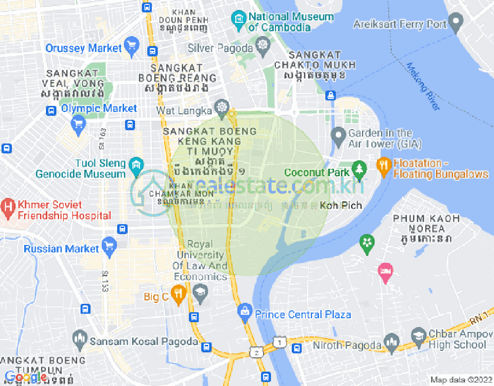 トンレバサック, チャムカモン, プノンペンの地図