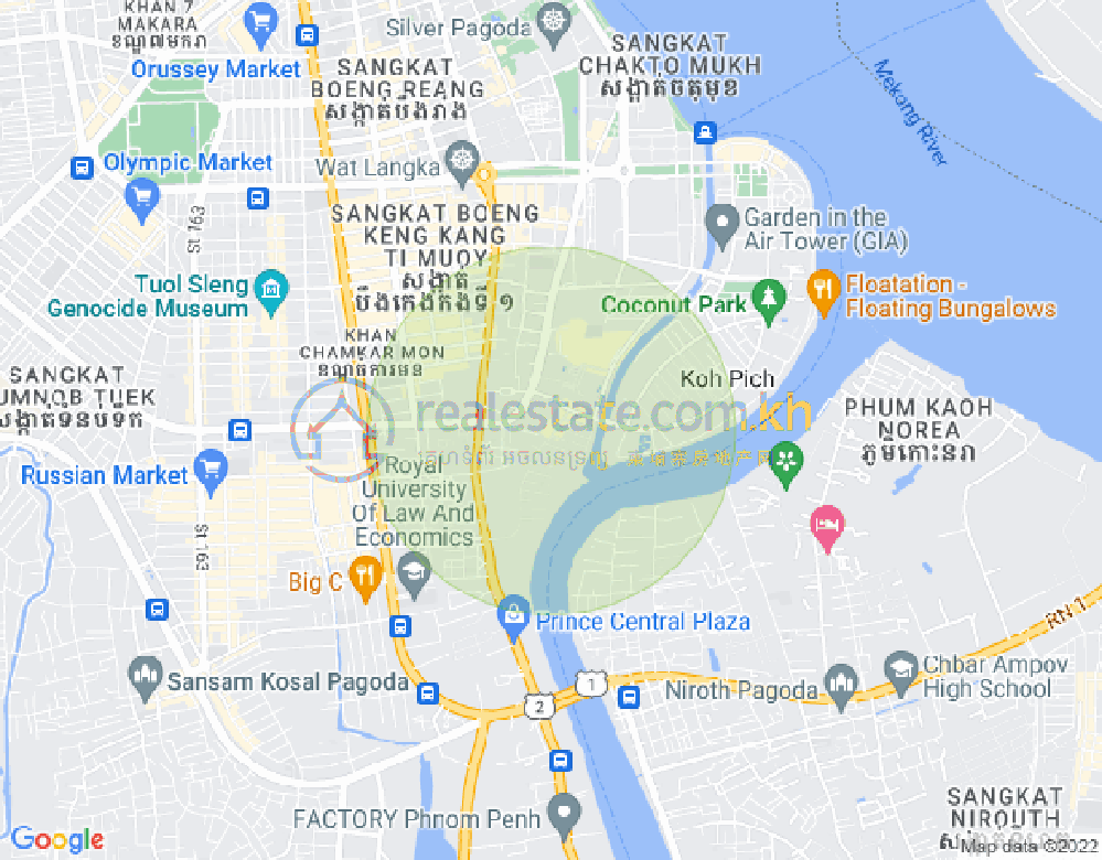 トンレバサック, チャムカモン, プノンペンの地図
