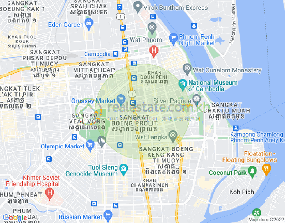 Map of Boeng Reang, Daun Penh, Phnom Penh