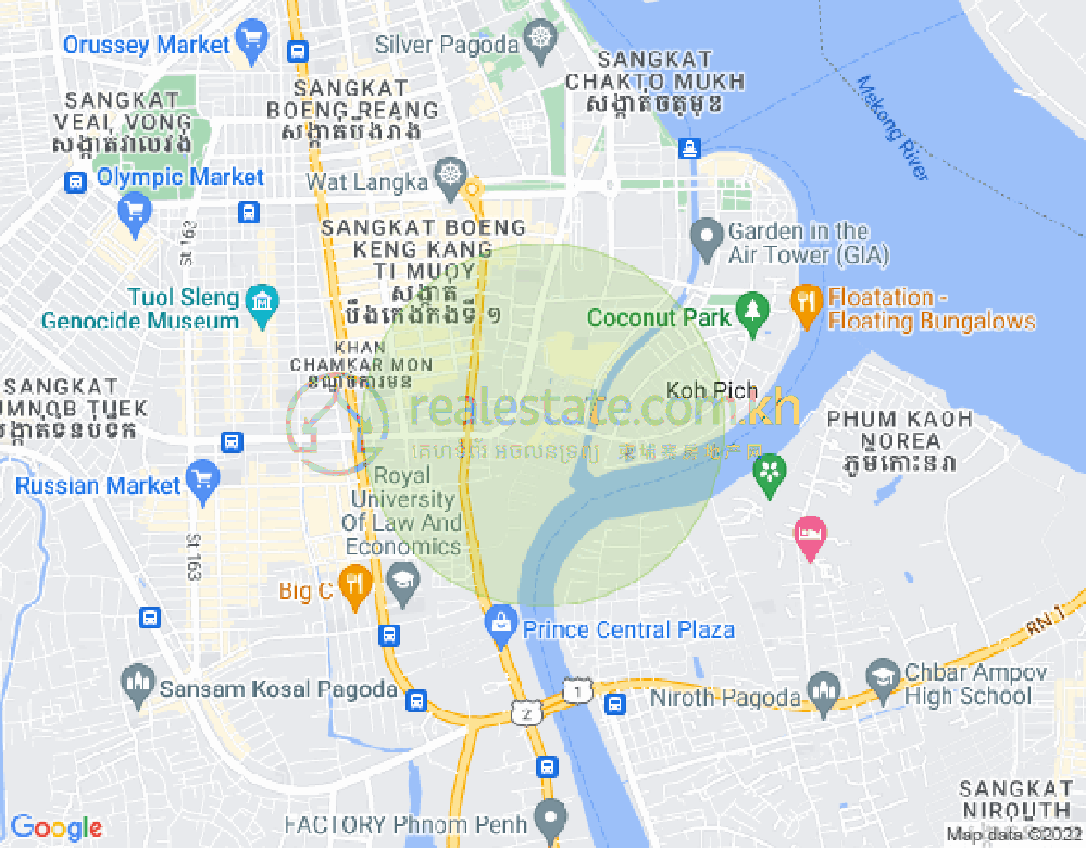 Mapa: Tonle Bassac, Chamkarmon, Phnom Penh