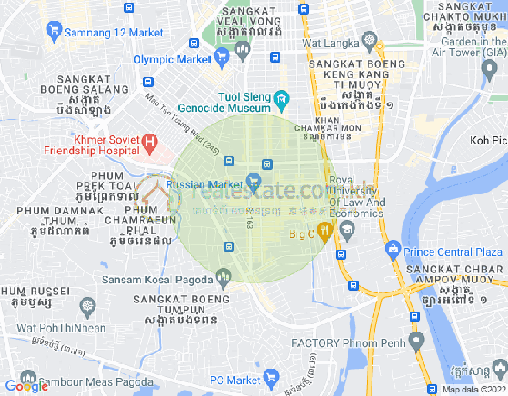 トゥールトンポン1, チャムカモン, プノンペンの地図