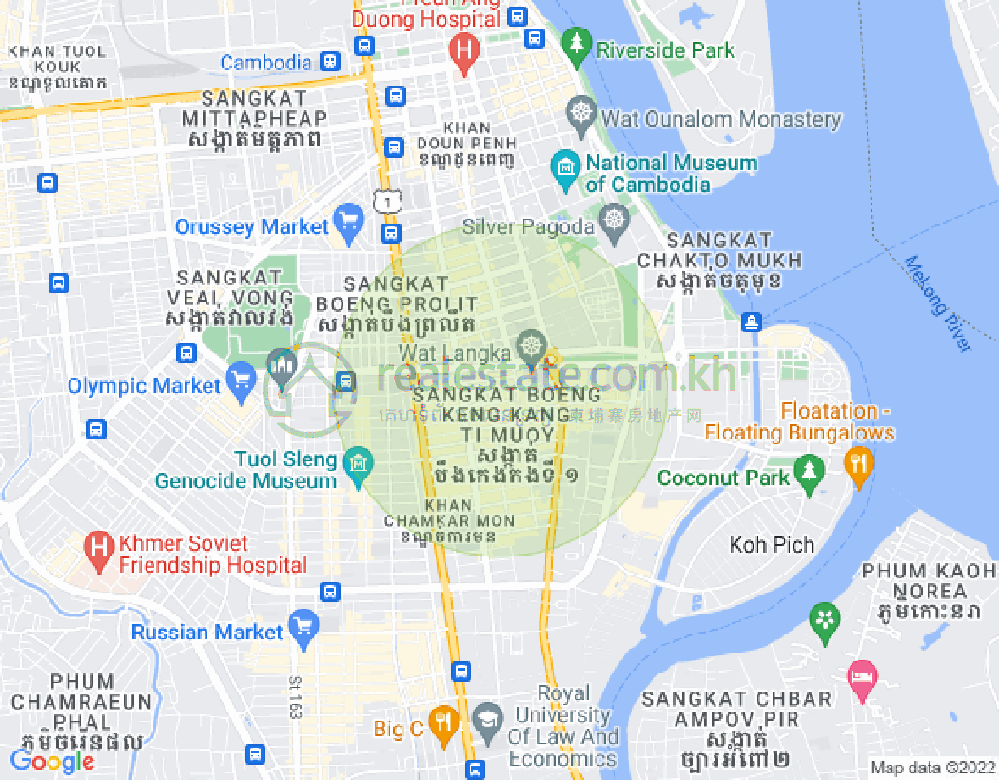 BKK 1, ボンケンコン, プノンペンの地図
