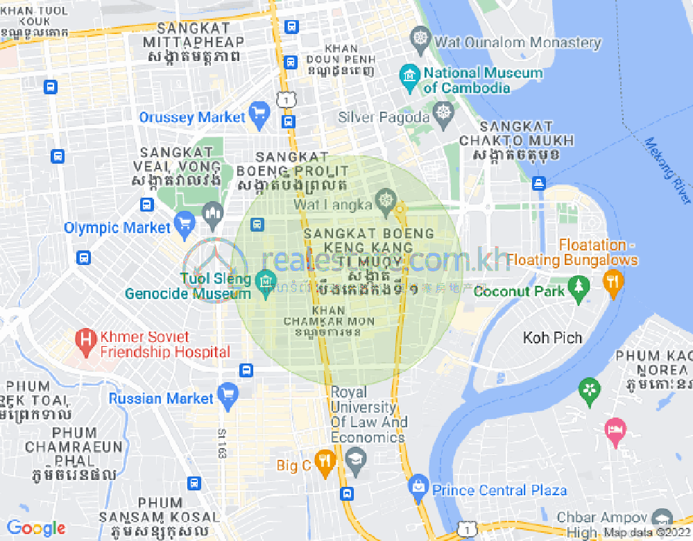 万景岗1分区（BKK1), 波哥堪, 金边地图