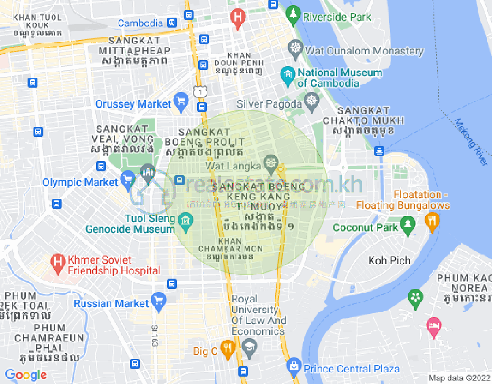 万景岗1分区（BKK1), 波哥堪, 金边地图