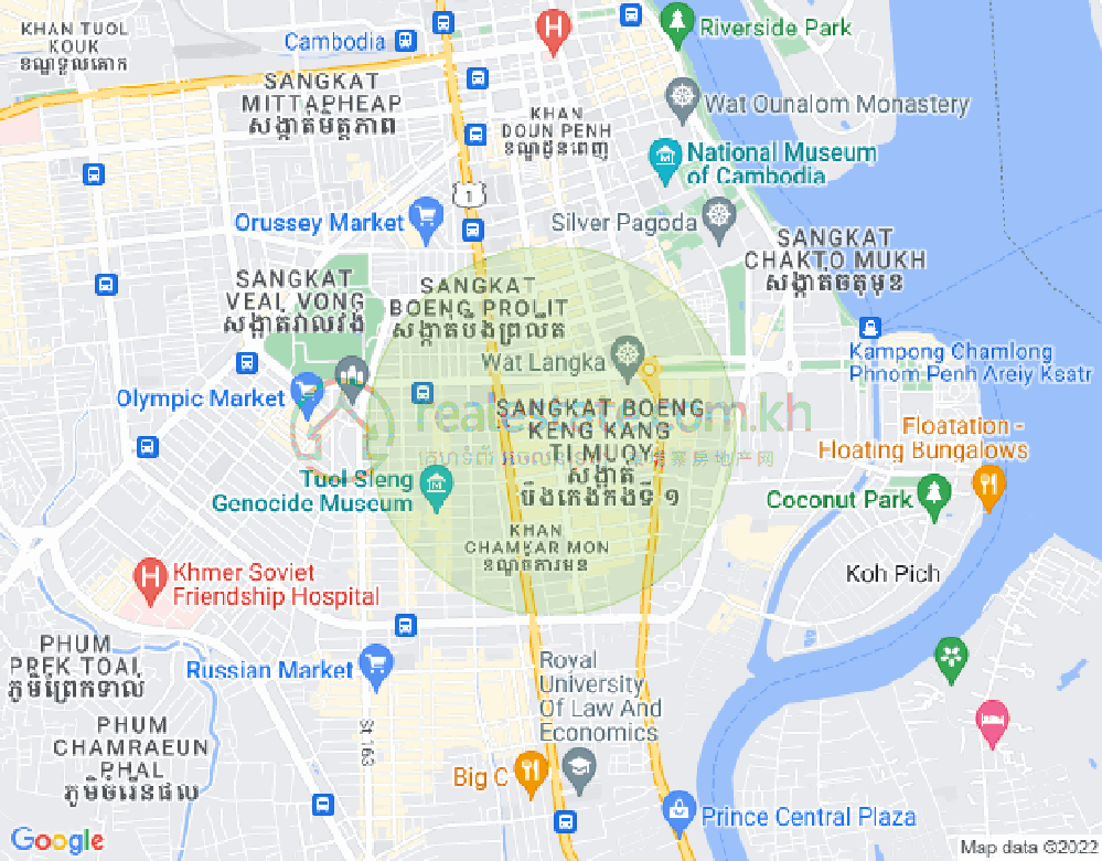 만경강1부구(BKK1), 벙껭깡, 프놈펜 지도